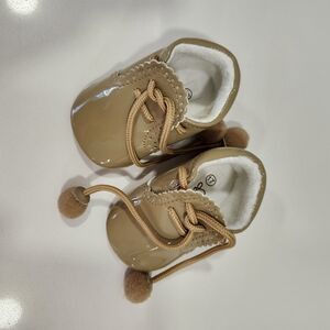 Charming Tan Baby Walker Shoes with Pom Poms sevva size 17